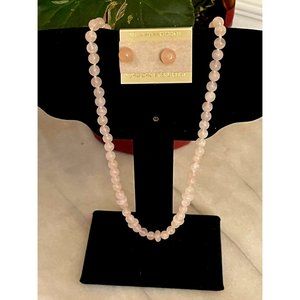 Vintage Rose Quartz Necklace and Earrings